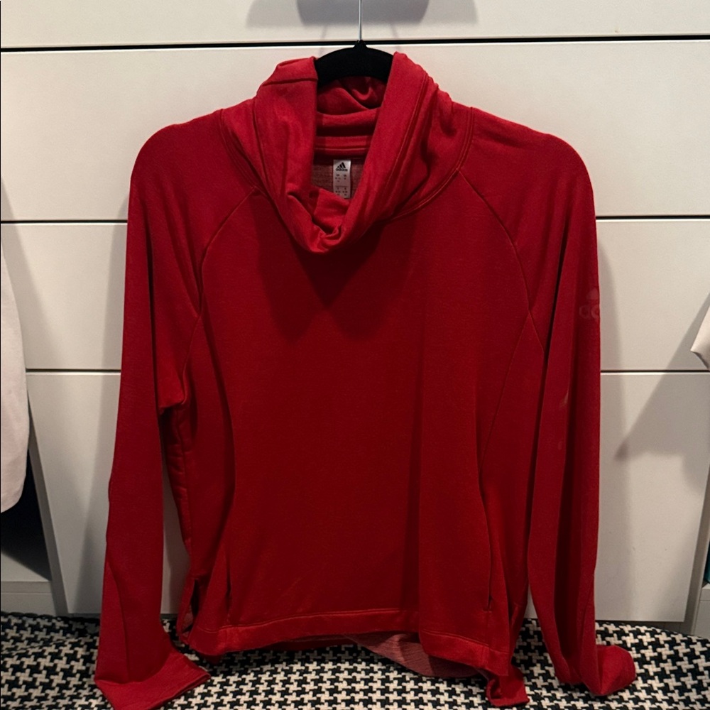 adidas Red Hooded Long-Sleeve Top